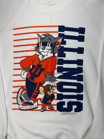 Vintage 1990 Illinois Fighting Illini Tom & Jerry Crewneck